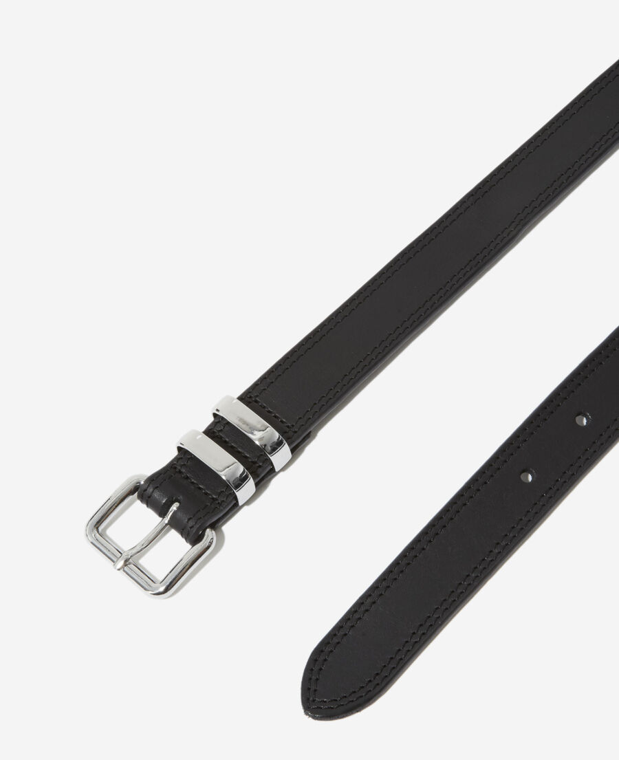 thin leather belt with single black buckle
