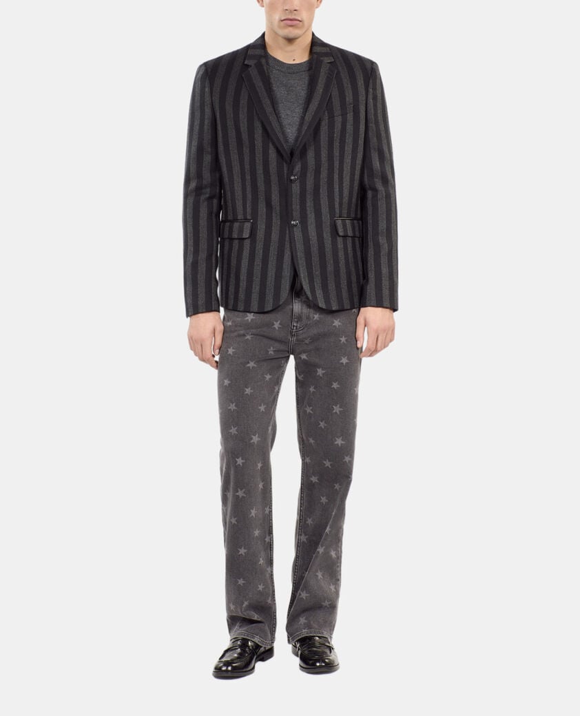 The Kooples H BLACK GREY striped wool blazer