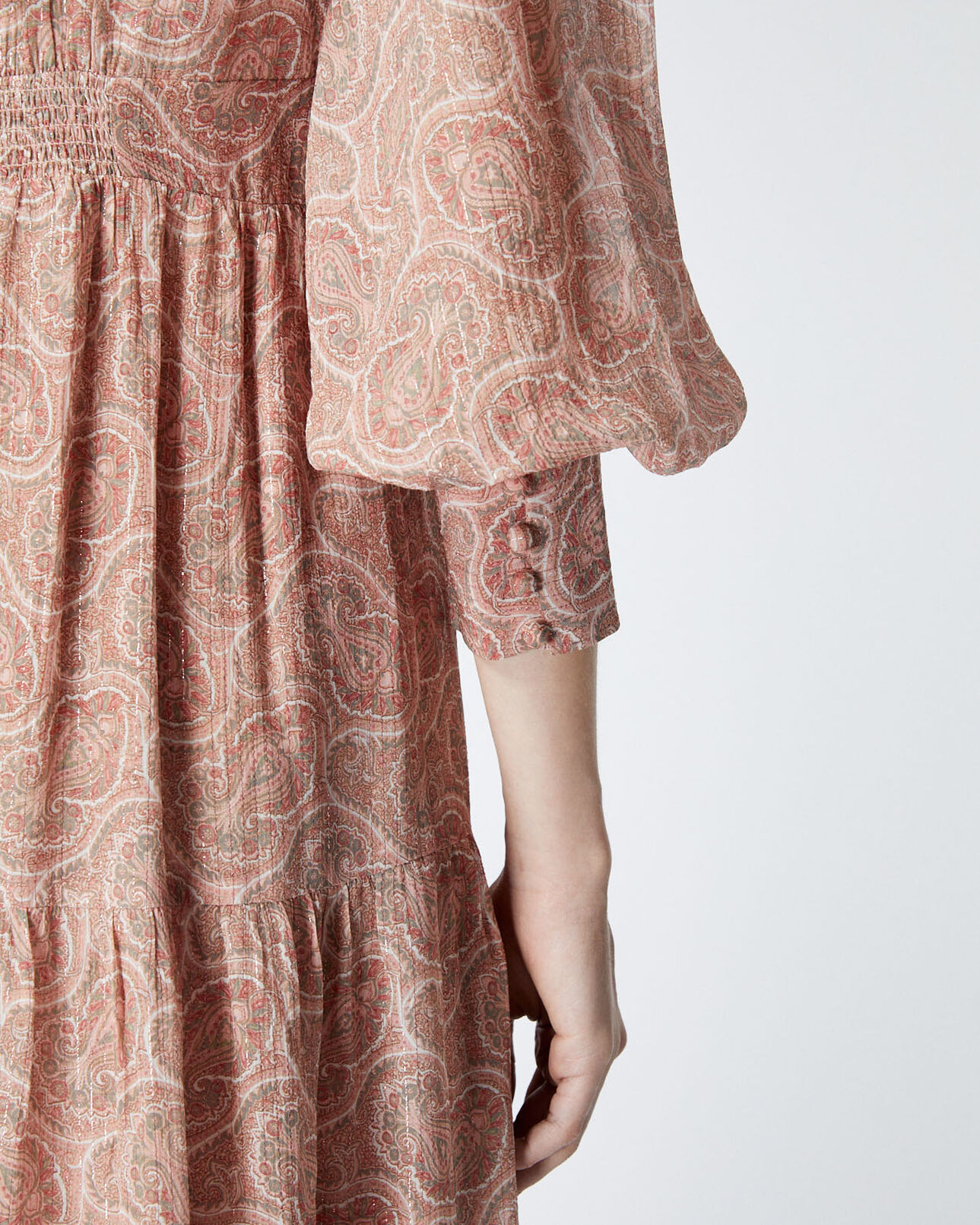 The Kooples WOMEN PINK long printed dress with pink paisley motif