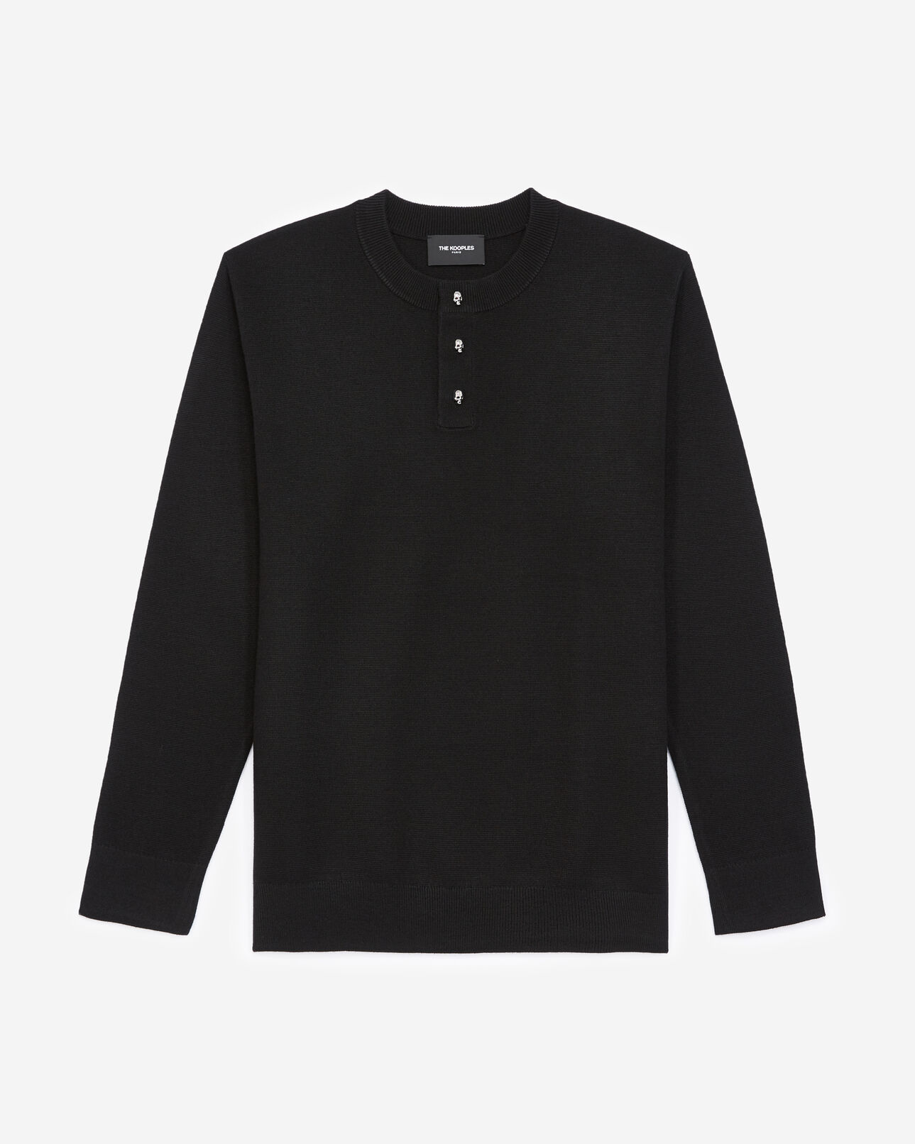 The Kooples HOMME BLACK pull laine noir à boutons tête de mort