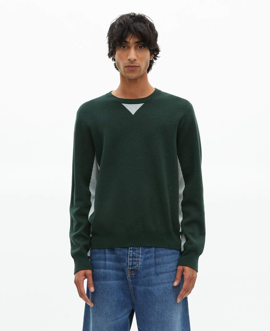 The Kooples HOMME GREY / GREEN pull avec contrastes de couleurs vert foncé