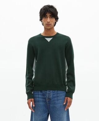 The Kooples HOMME GREY / GREEN pull avec contrastes de couleurs vert foncé