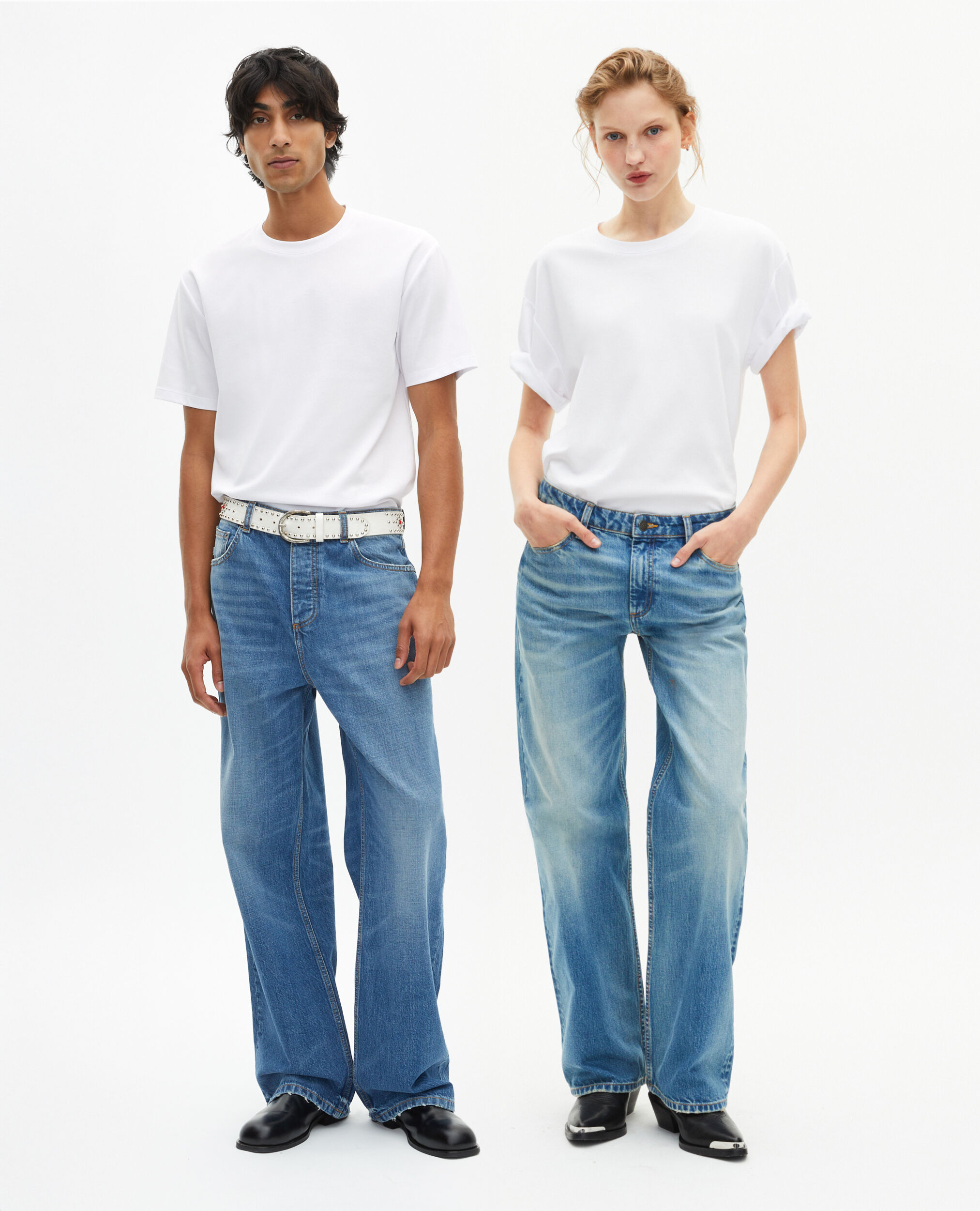 Unisex-T-Shirt in schlichtem Weiß mit geradem Schnitt, WHITE, hi-res image number null