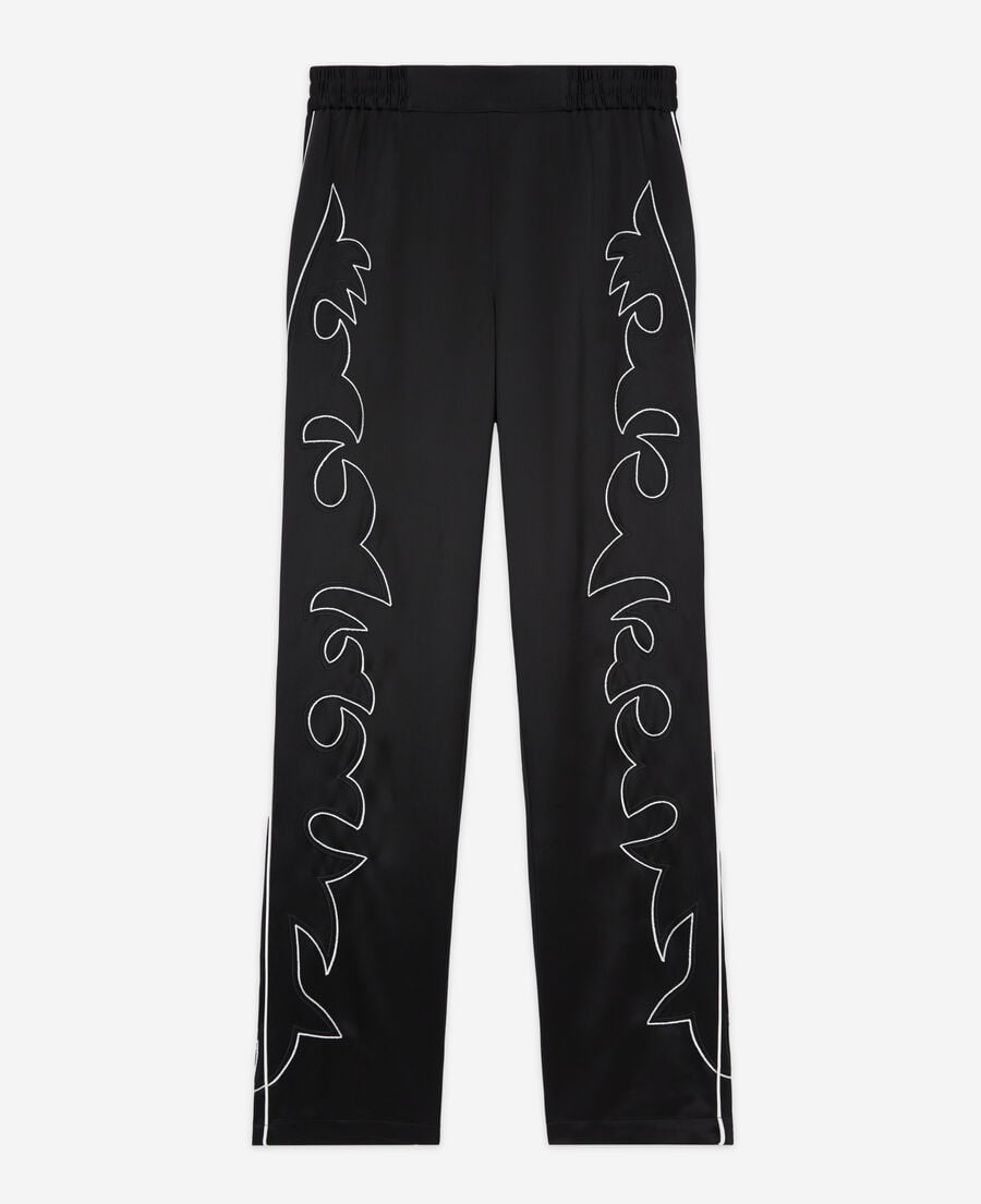 The Kooples WOMEN BLACK black pants with western-style embroidery