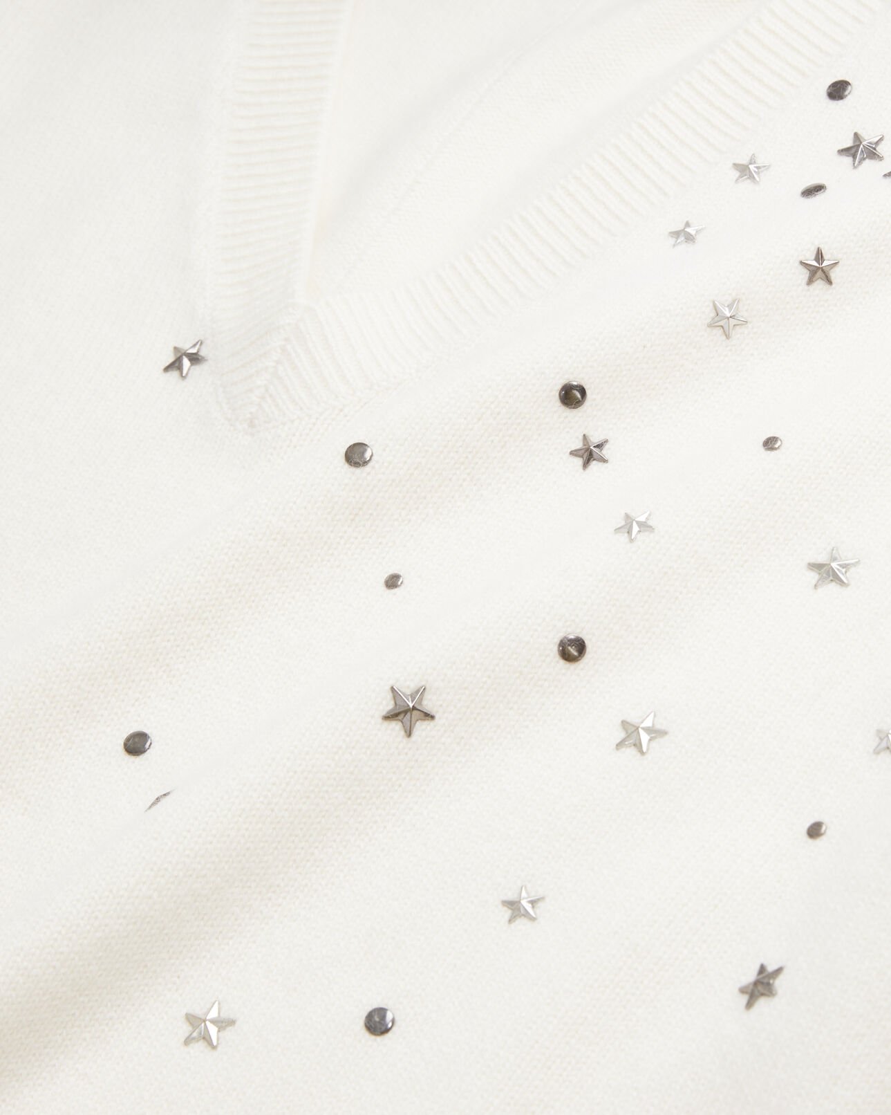 The Kooples DAMEN ECRU ecrufarbener pullover mit sternenmotiv