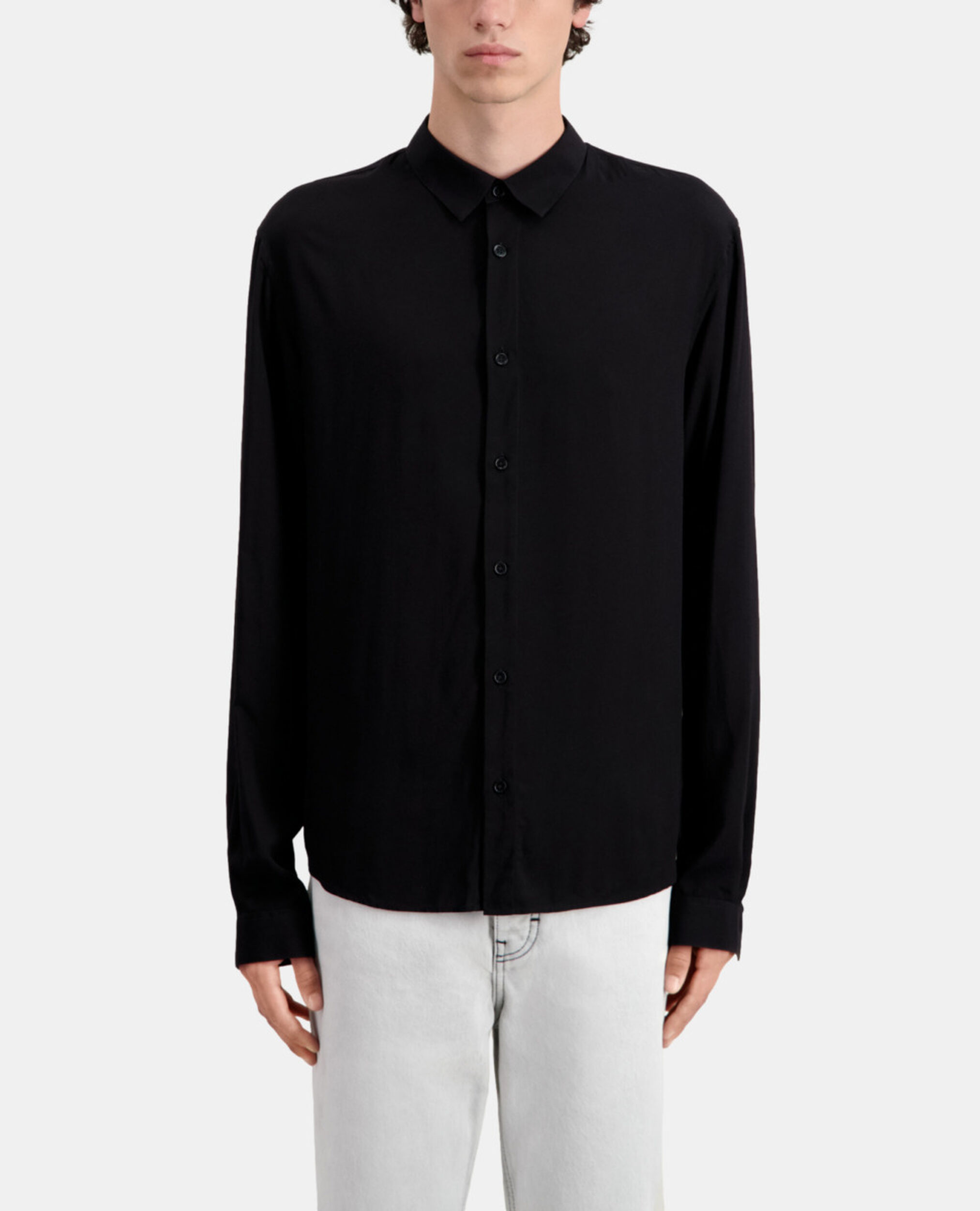 Chemise col classique noire, BLACK, hi-res image number null