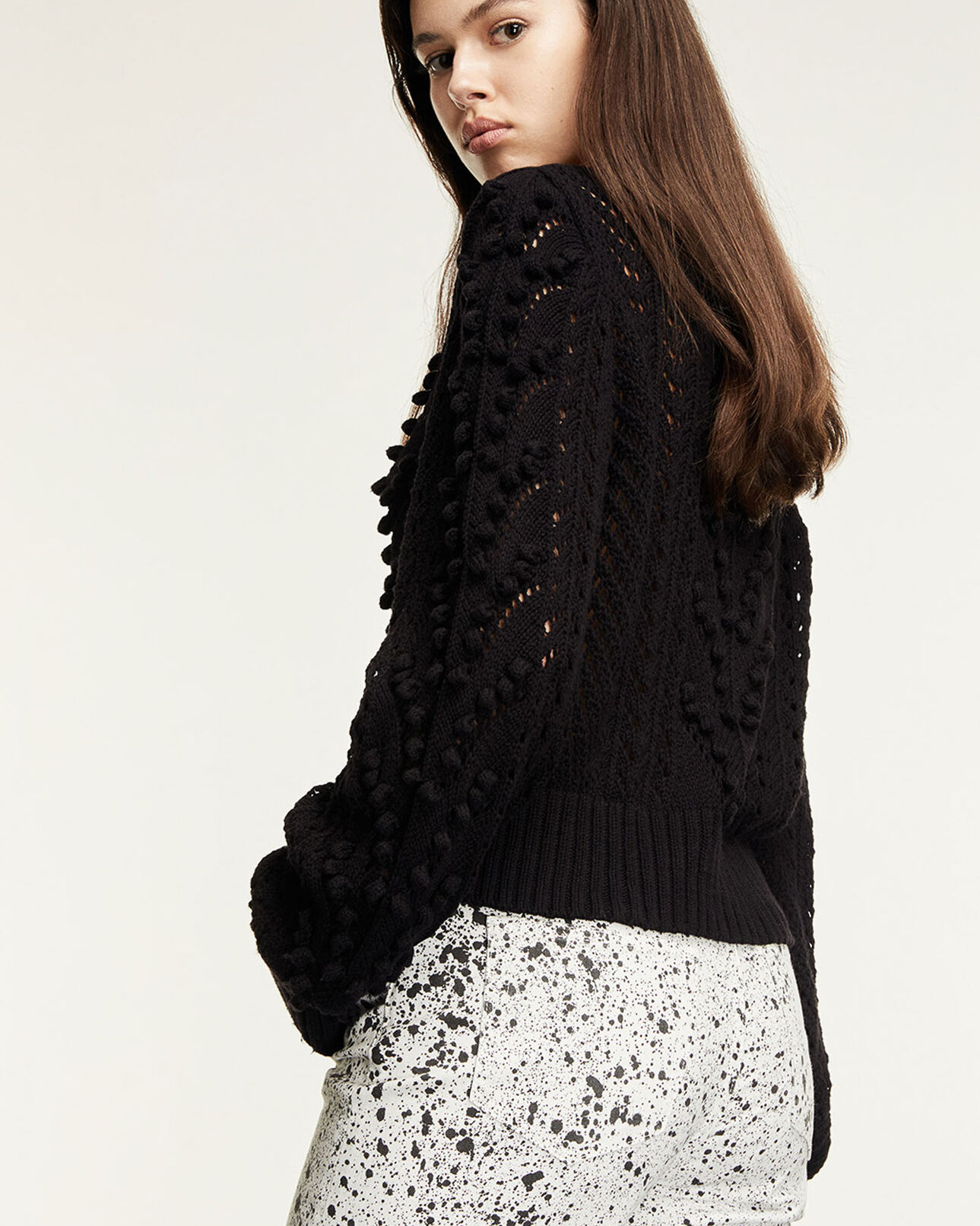 The Kooples WOMEN BLACK crocheted cardigan with buttons