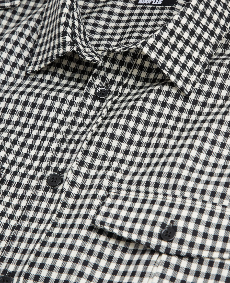 The Kooples HOMME BLACK WHITE chemise col classique en laine à carreaux