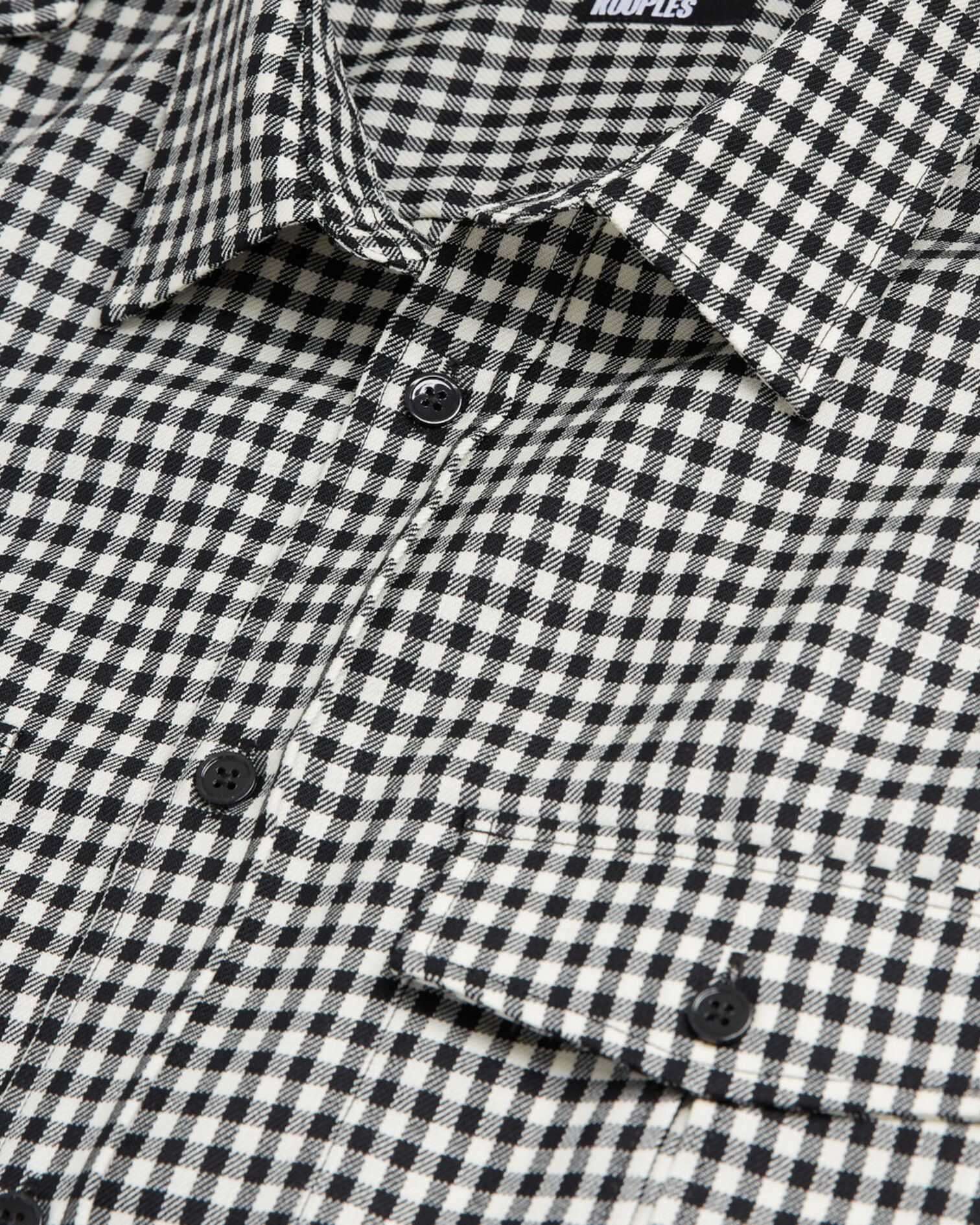 Check wool shirt with classic collar, BLACK WHITE, hi-res image number null