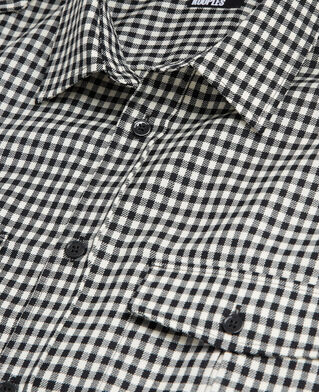 The Kooples HOMME BLACK WHITE chemise col classique en laine à carreaux
