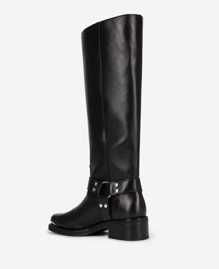 The Kooples WOMEN BLACK black leather strap boots