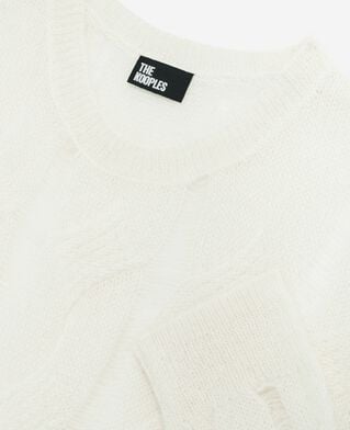 The Kooples F ECRU twisted sweater in ecru wool blend