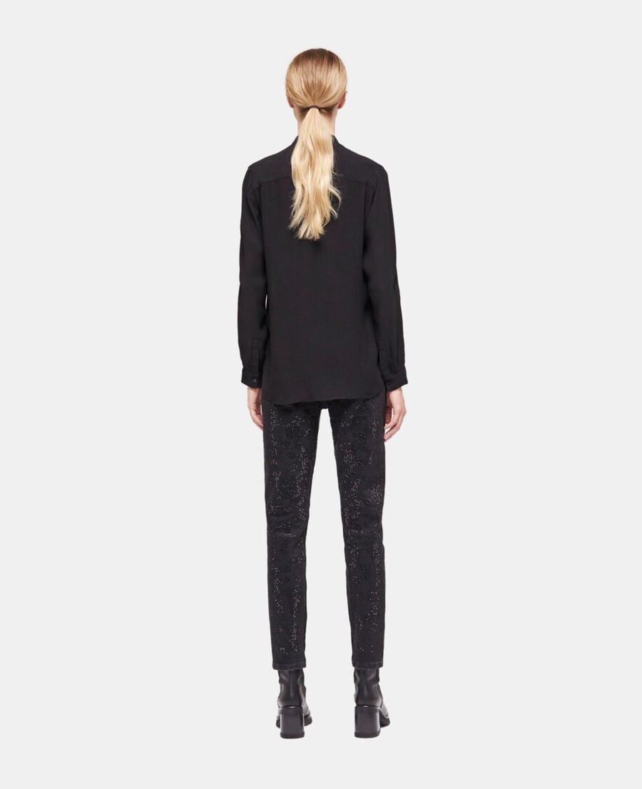 The Kooples MUJER BLACK camisa detalles perlas negra