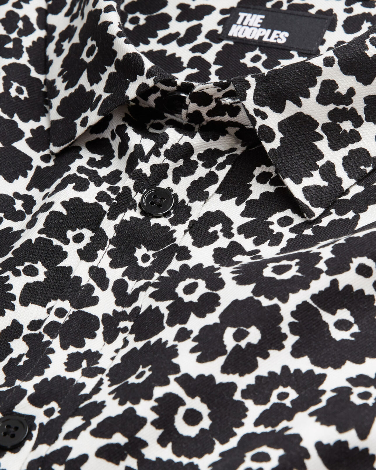 The Kooples MEN BLACK WHITE floral shirt with classic collar