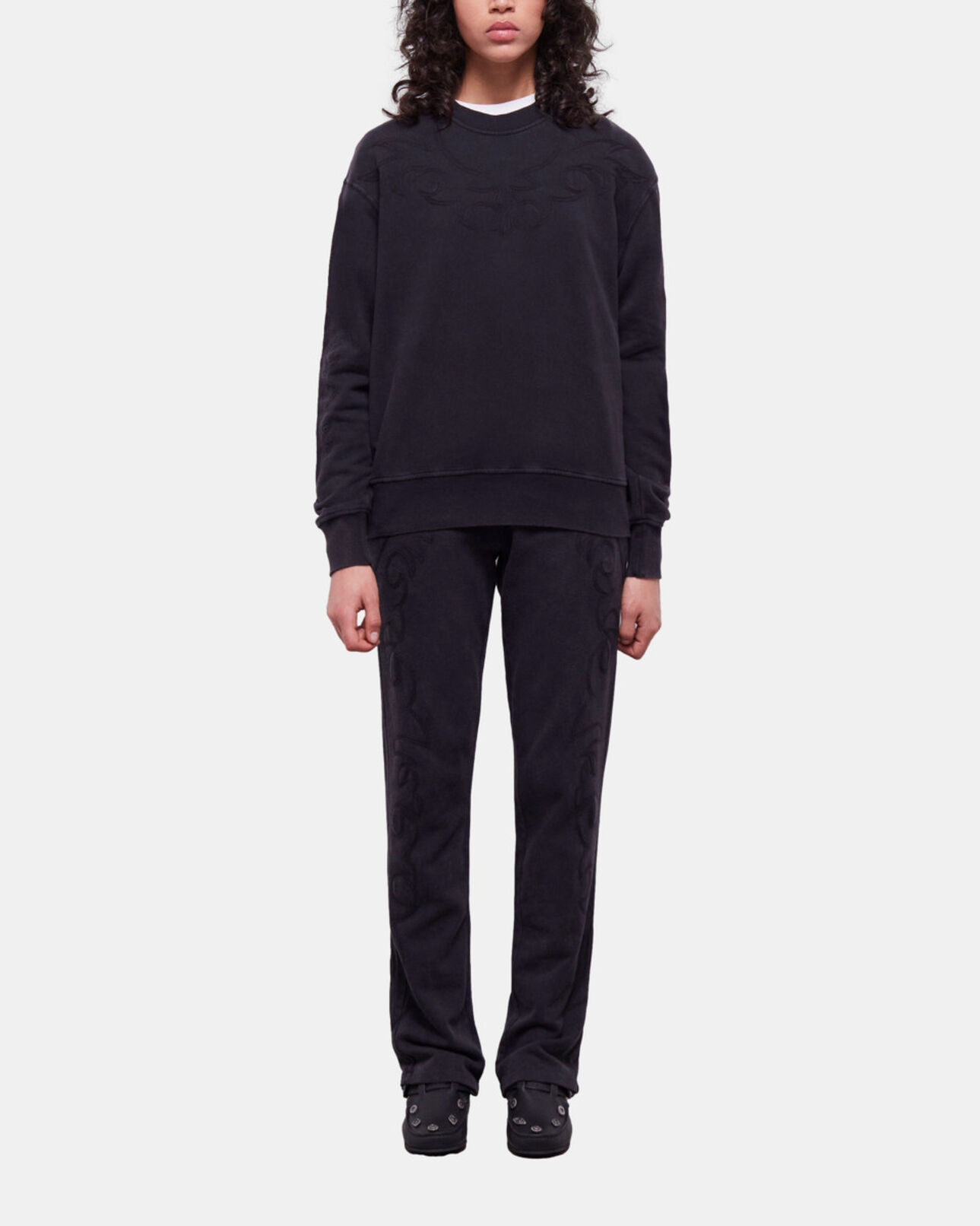 The Kooples FEMME BLACK WASHED sweatshirt noir avec broderie western