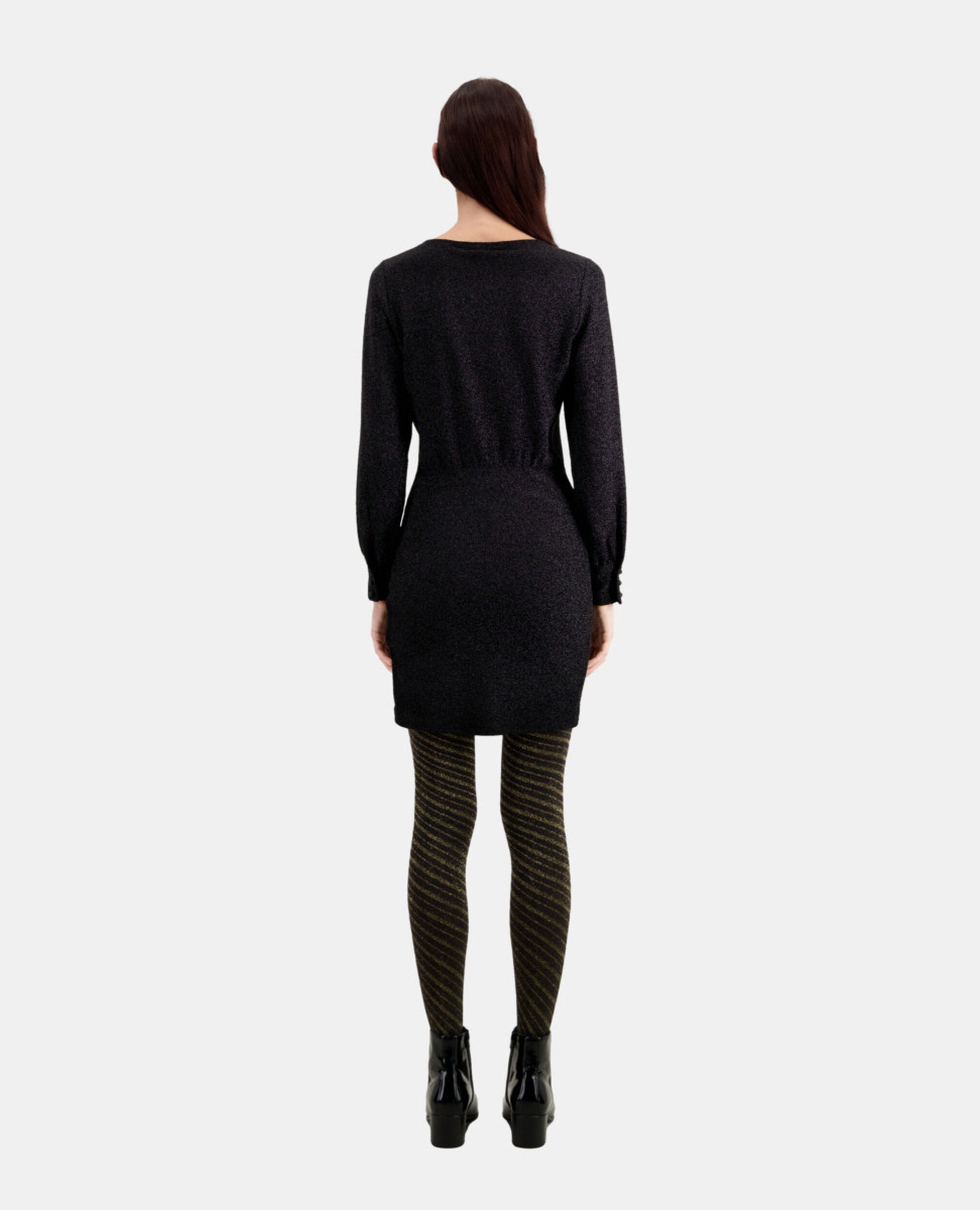 Short black glitter effect dress, BLACK, hi-res image number null