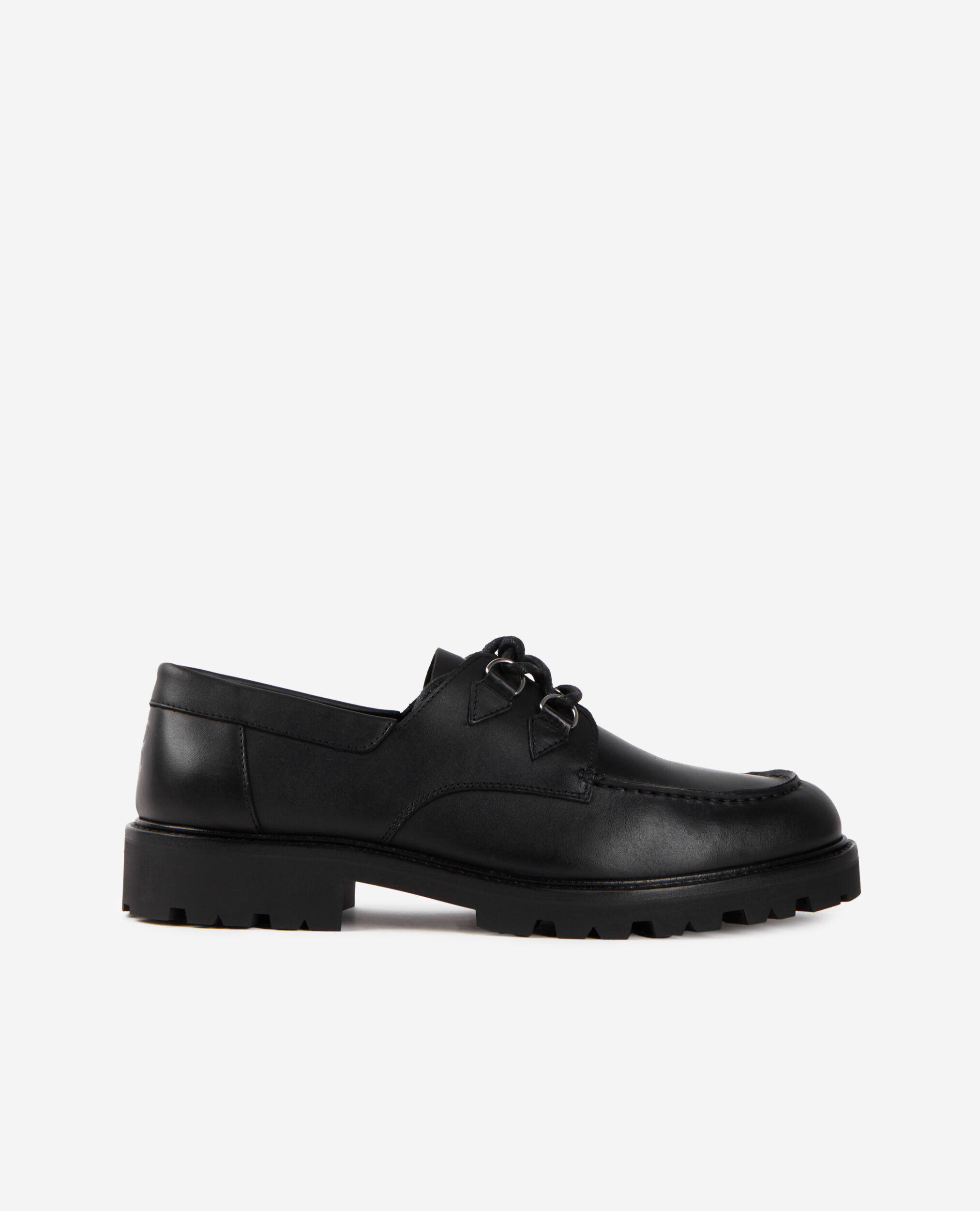 Black leather derbies with laces, BLACK, hi-res image number null