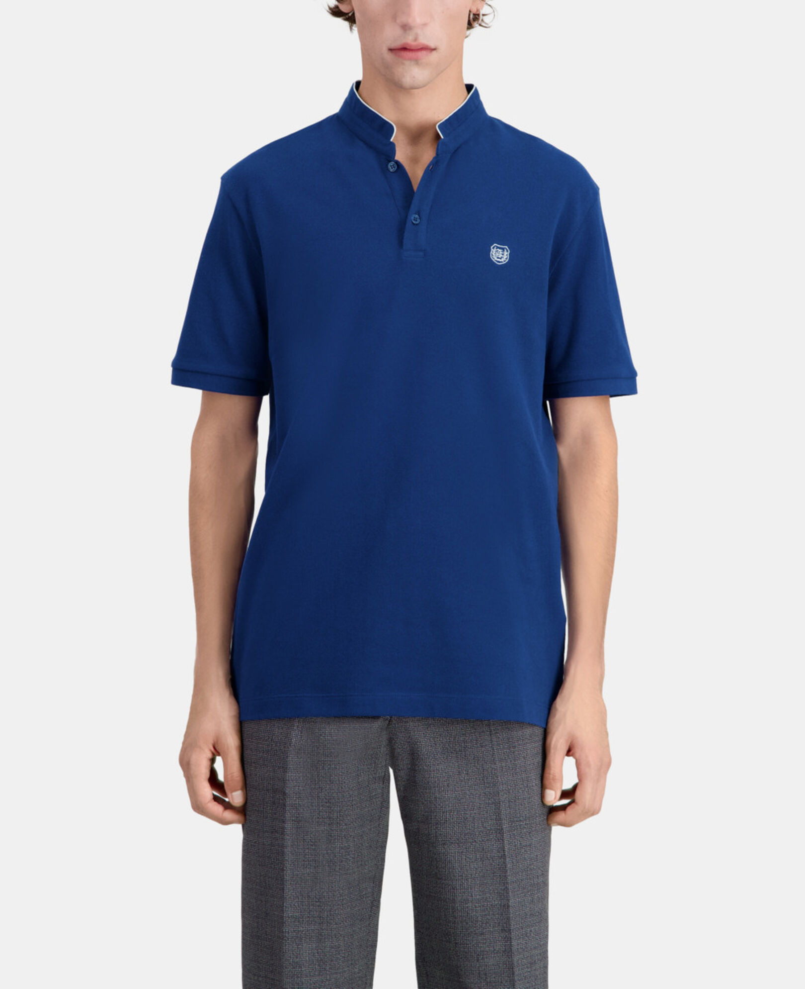 The Kooples MEN ROYAL BLUE - DARK NAVY navy blue cotton polo t-shirt
