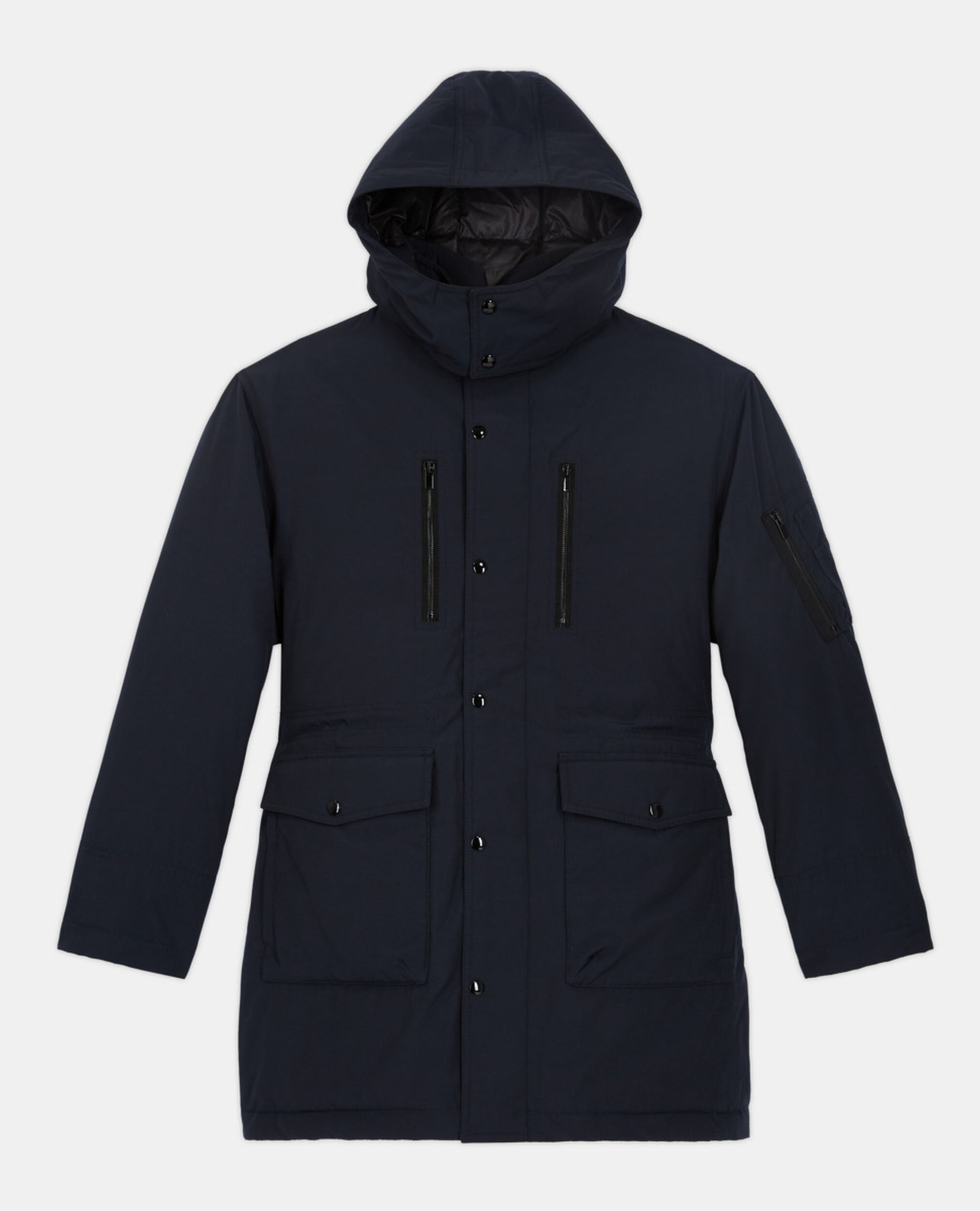 Navy blue hooded parka, NAVY, hi-res image number null