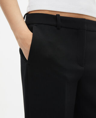 The Kooples WOMEN BLACK black crepe tailored pants, straight cut