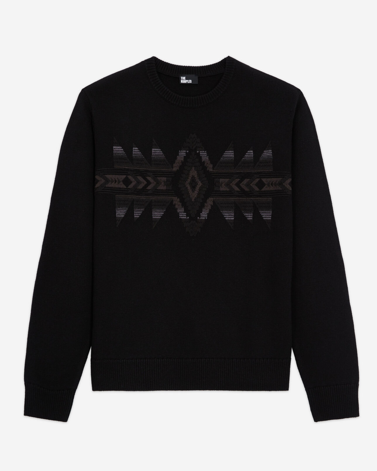 The Kooples MEN BLACK DARK GREY geometric print sweater