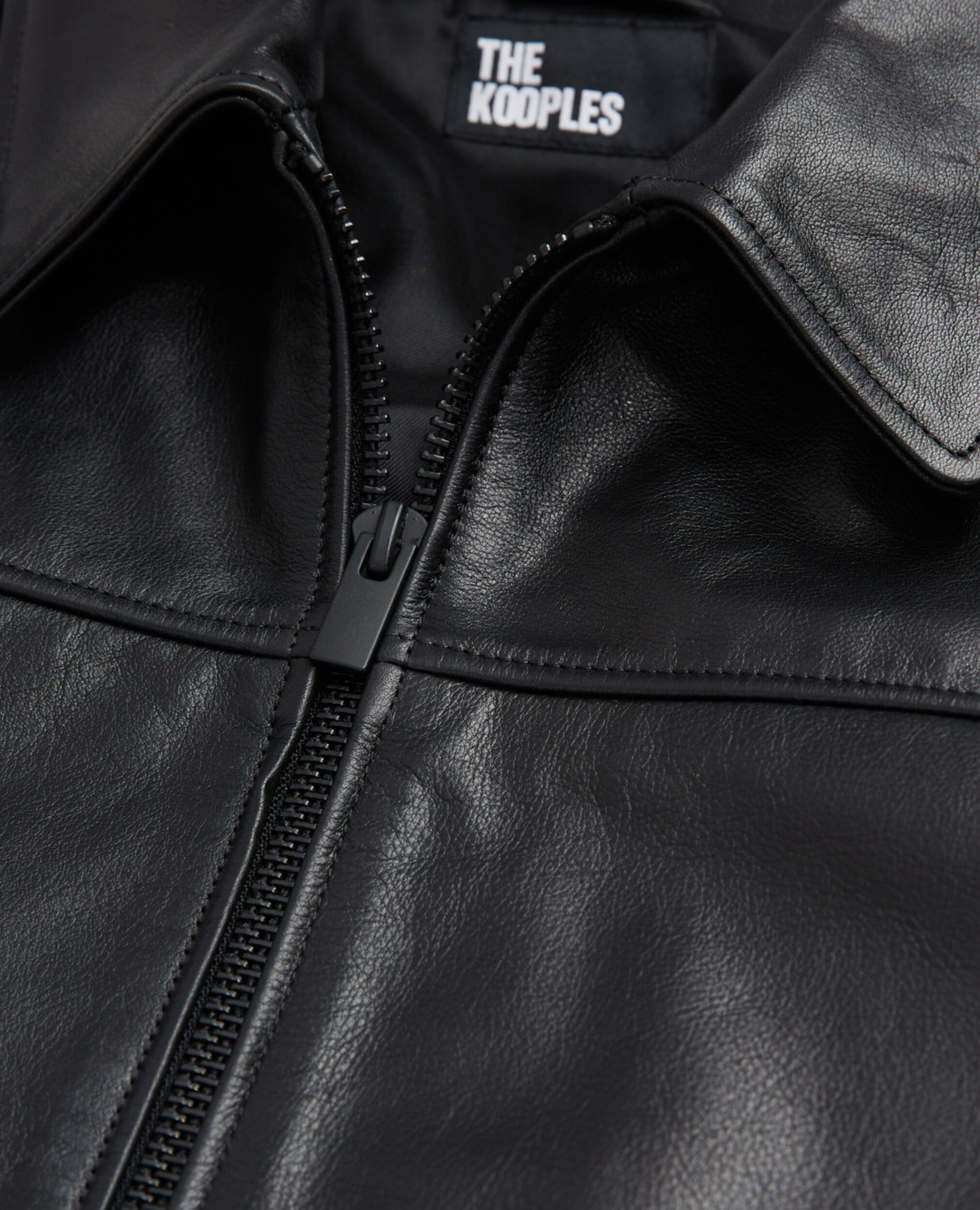 Blouson en cuir noir, BLACK, hi-res image number null
