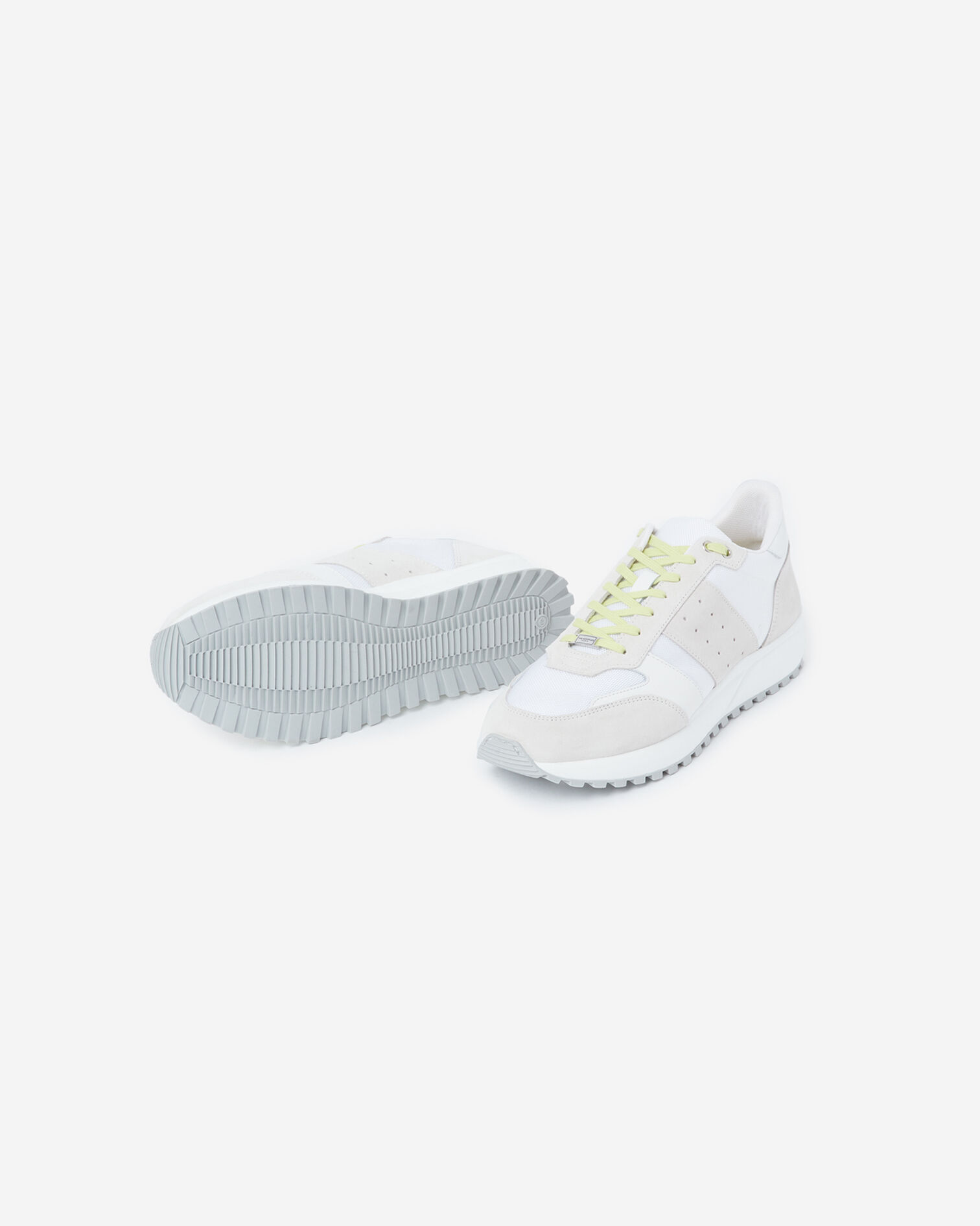 White retro trainers with textured tread sole, GREEN-WHITE, hi-res image number null