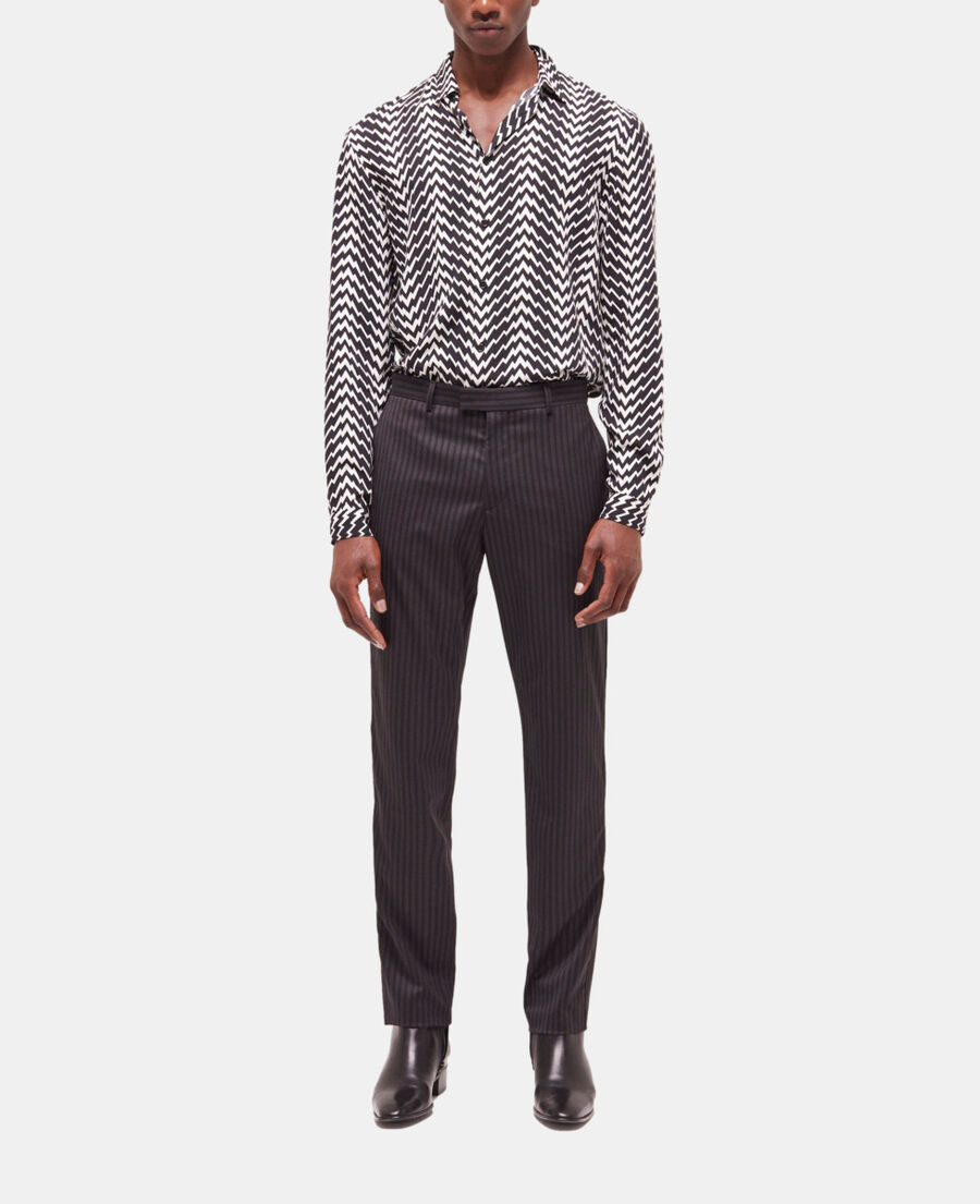 The Kooples MEN BLACK GREY striped wool suit pants