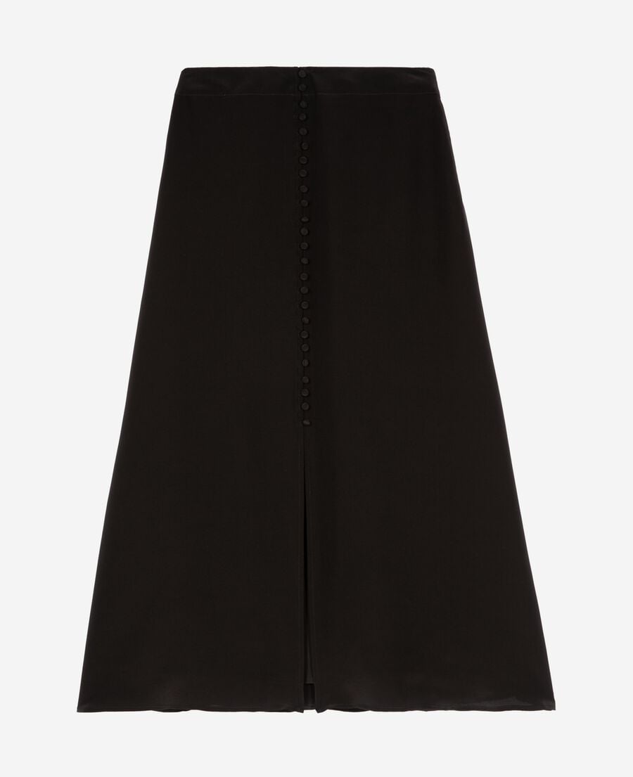 The Kooples WOMEN BLACK long skirt in black silk