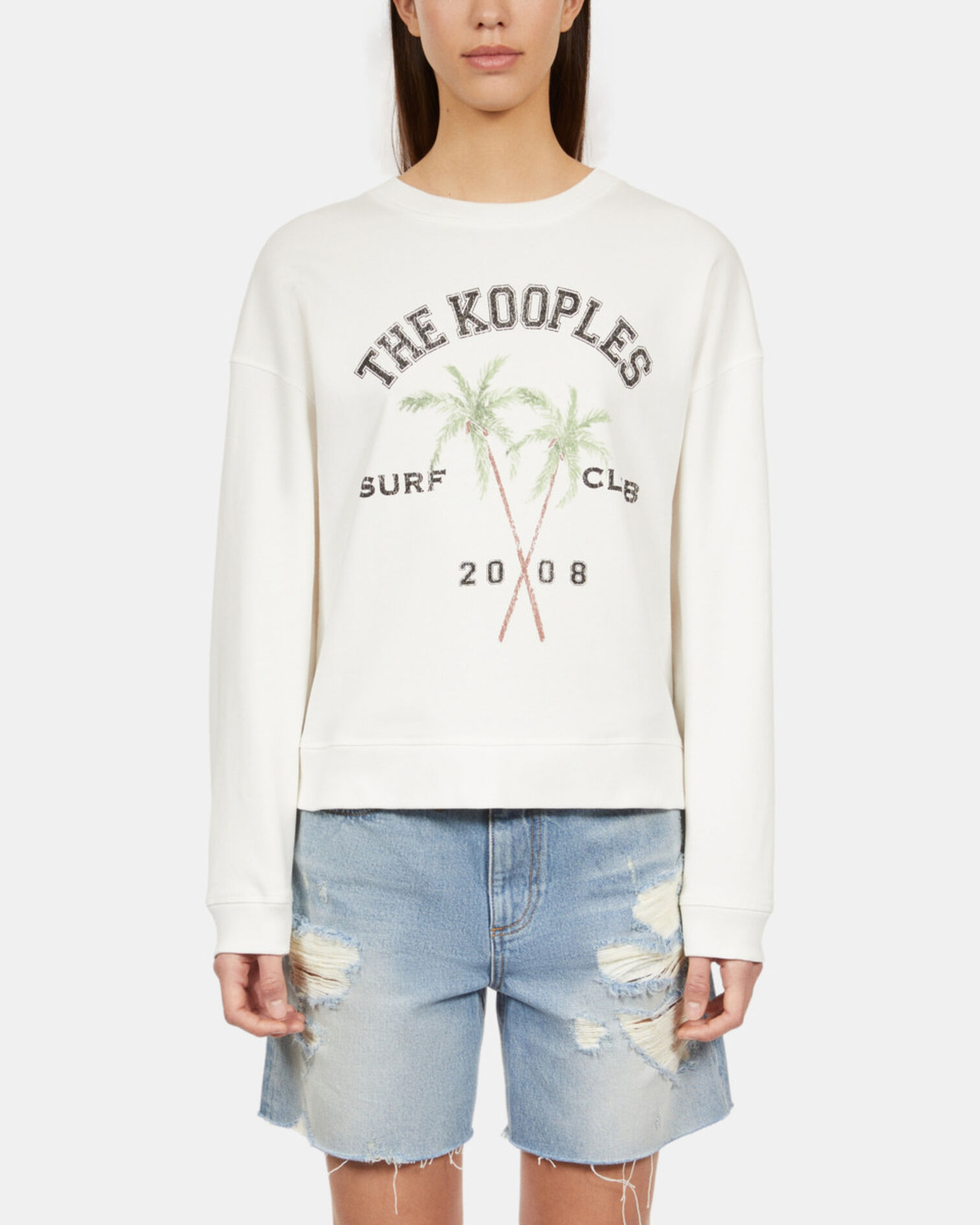Sweatshirt avec sérigraphie écru, ECRU, hi-res image number null