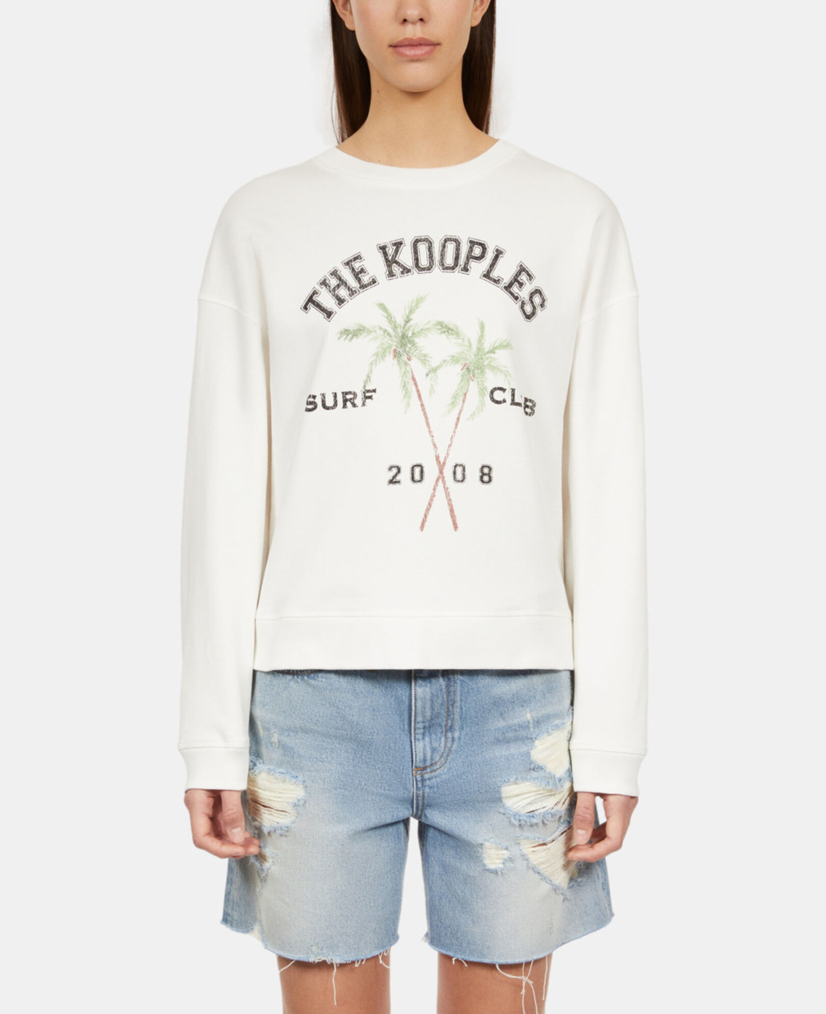 The Kooples WOMEN ECRU ecru sweatshirt with surf club serigraphy