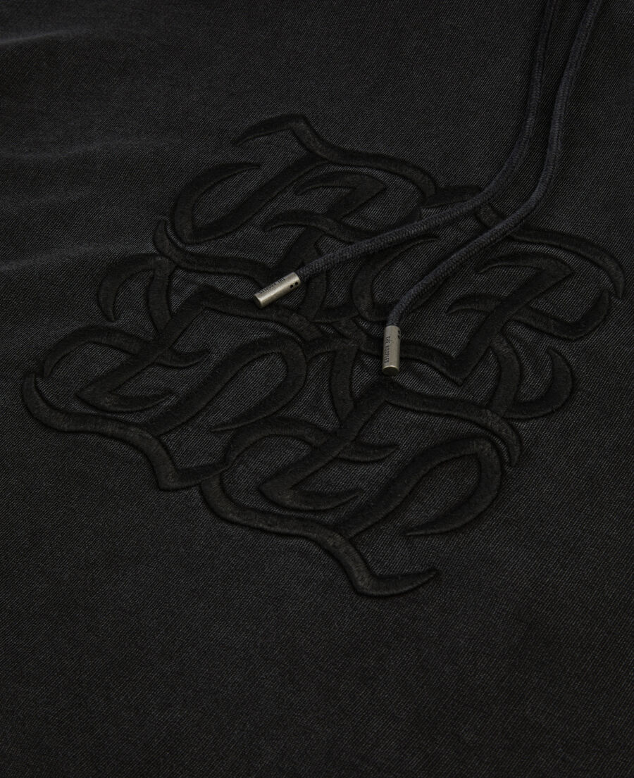 sudadera capucha negra bordado logotipo