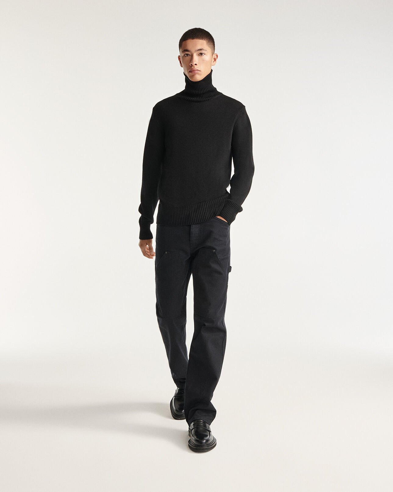 The Kooples HOMME BLACK pull col roulé noir