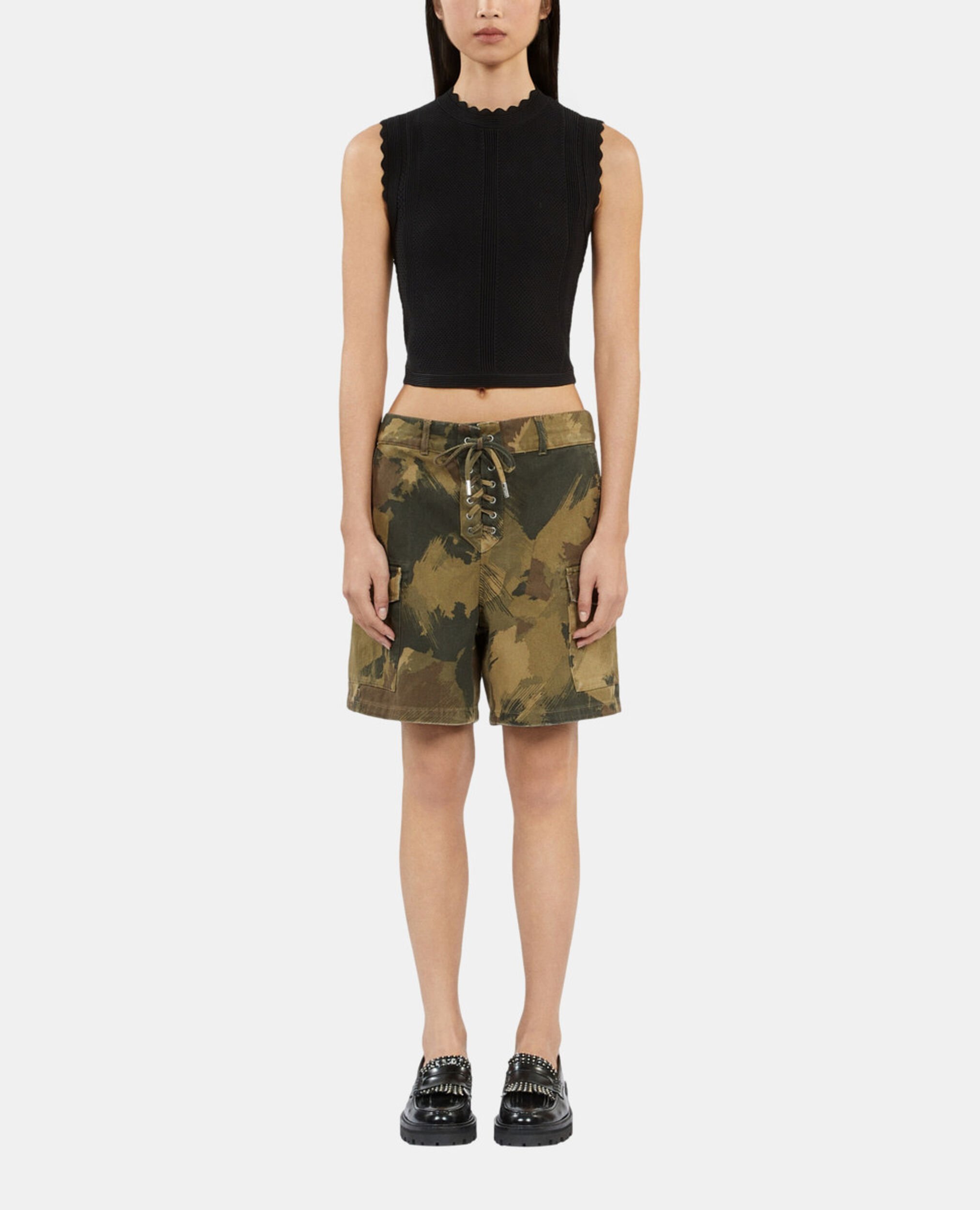 Camouflage denim shorts, CAMOUFLAGE, hi-res image number null
