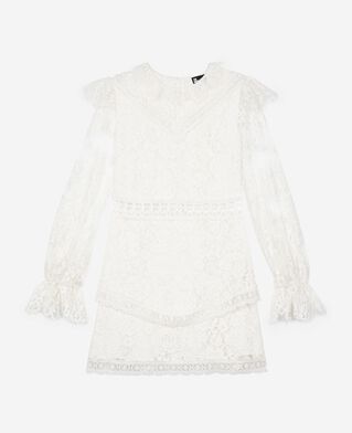 The Kooples F WHITE short dress in ecru lace