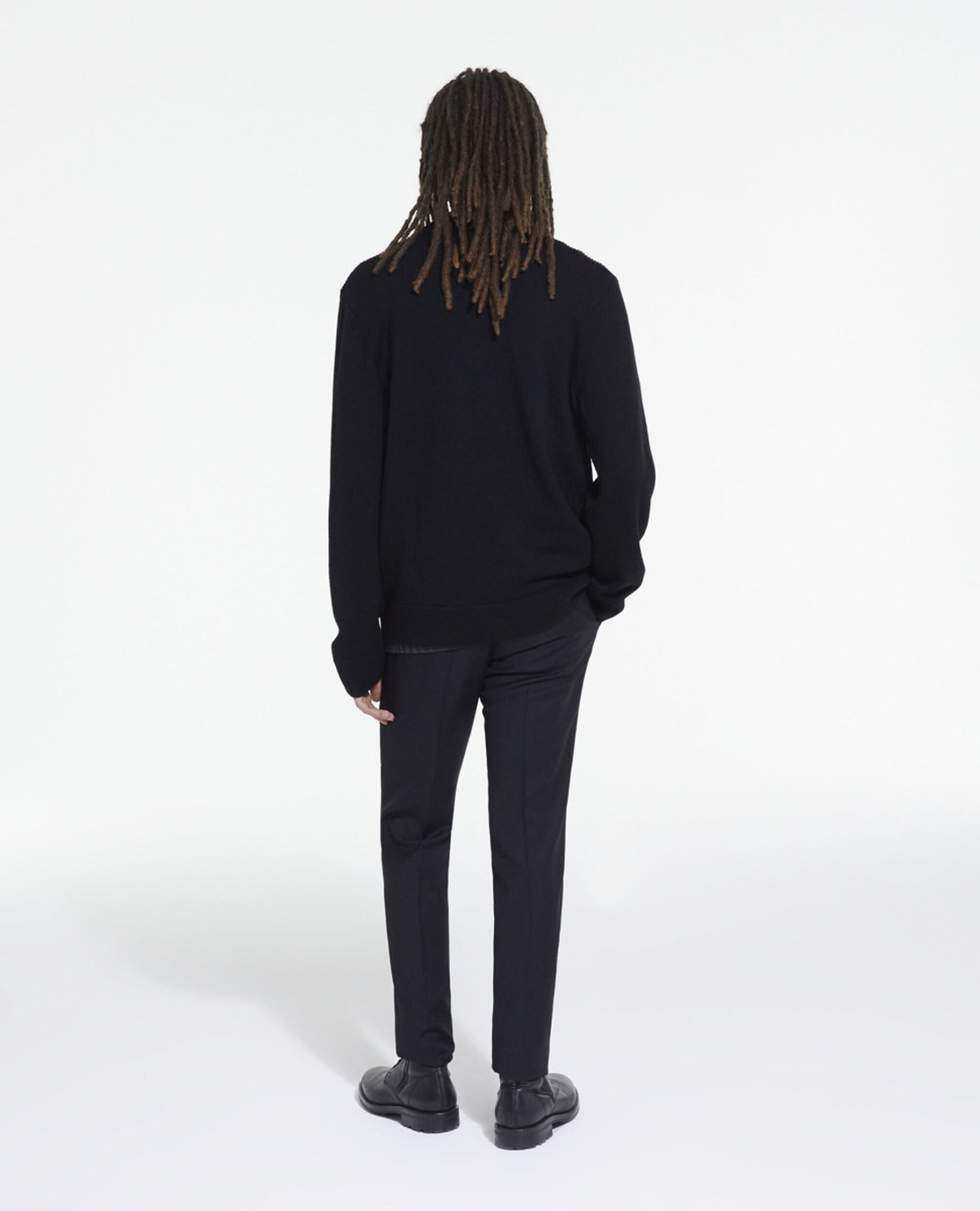 Black wool cardigan, BLACK, hi-res image number null