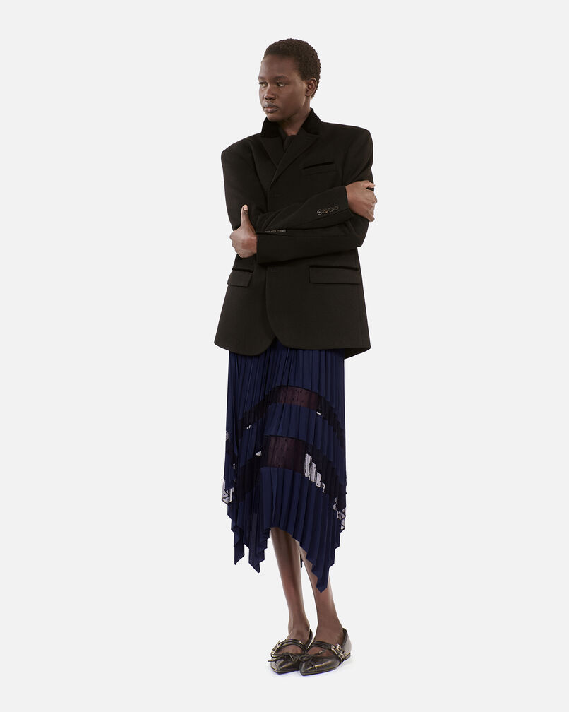The Kooples FEMME NAVY jupe longue plissée bleu marine