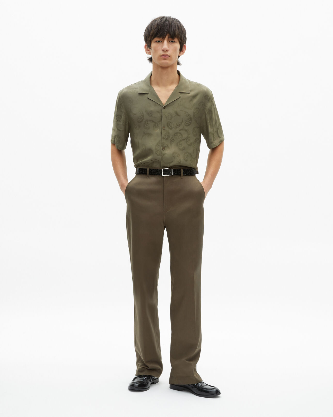The Kooples MEN BROWN straight-leg brown pants