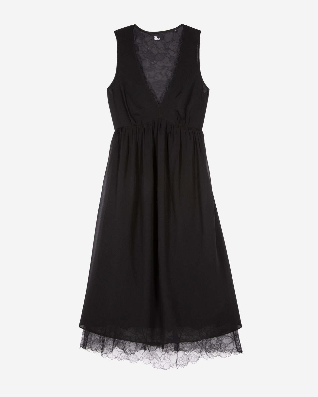 The Kooples WOMEN BLACK long dress with black lace
