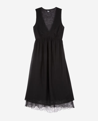 The Kooples FEMME BLACK robe longue avec dentelle noire