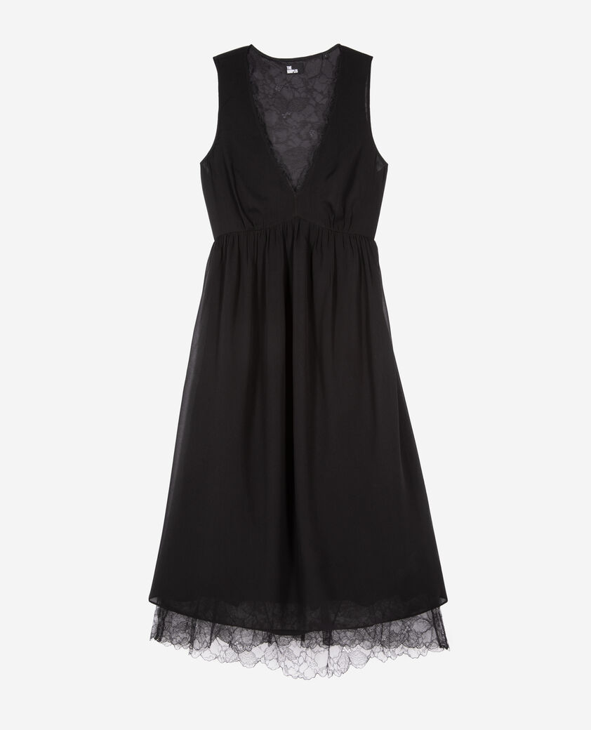 The Kooples WOMEN BLACK long dress with black lace