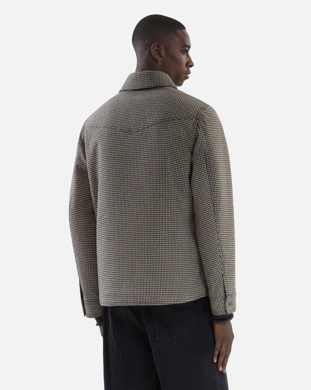 The Kooples HOMME BROWN blouson style surchemise pied de poule marron et écru