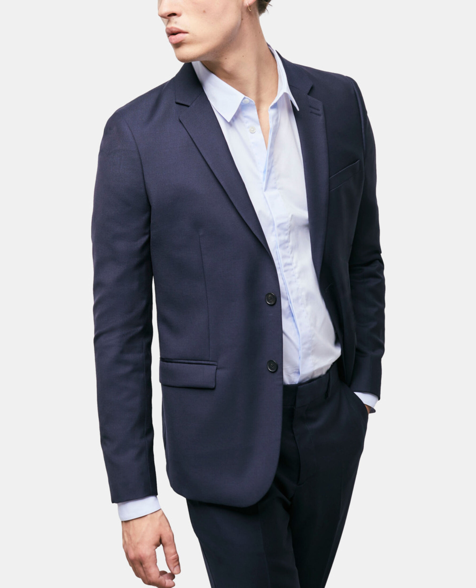 Camisa algodón azul con cuello clásico, SKY, hi-res image number null