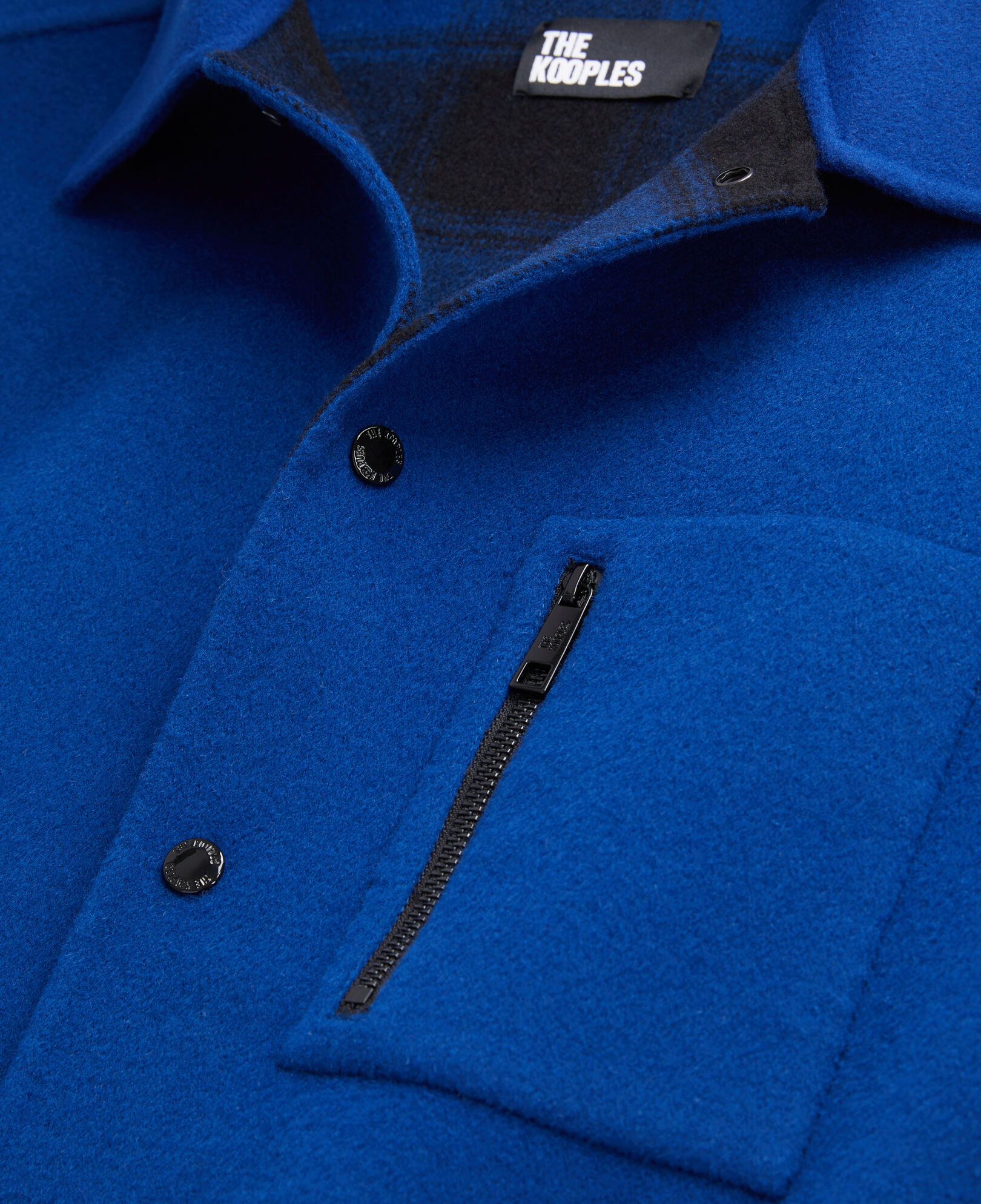 The Kooples HOMBRE ROYAL BLUE - DARK NAVY chaqueta tipo sobrecamisa azul mezcla lana