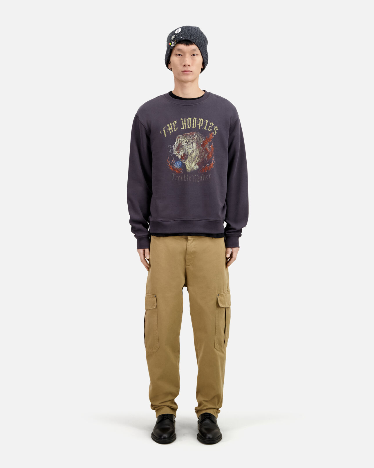 The Kooples MEN NIGHT BLUE blue sweatshirt with fire tiger serigraphy