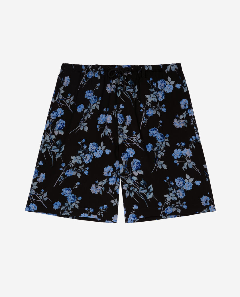 The Kooples MEN BLACK BLUE black floral print bermuda shorts