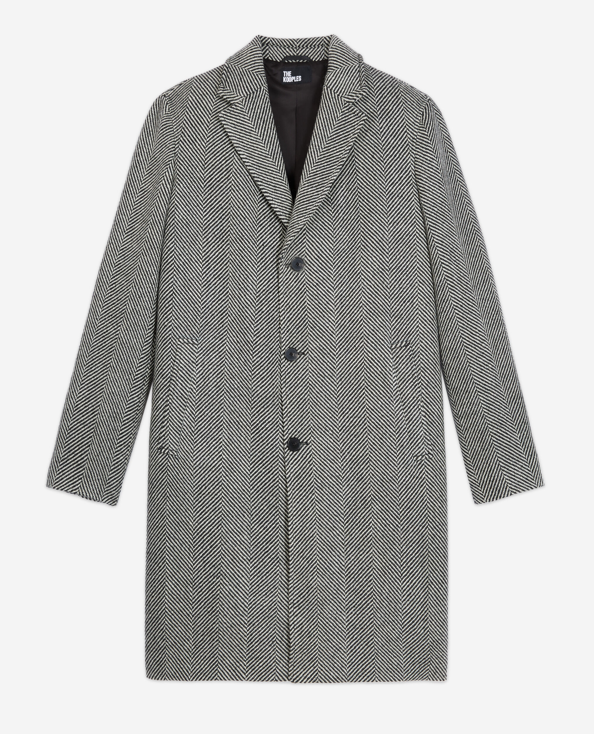 Patterned wool coat, BLACK WHITE, hi-res image number null