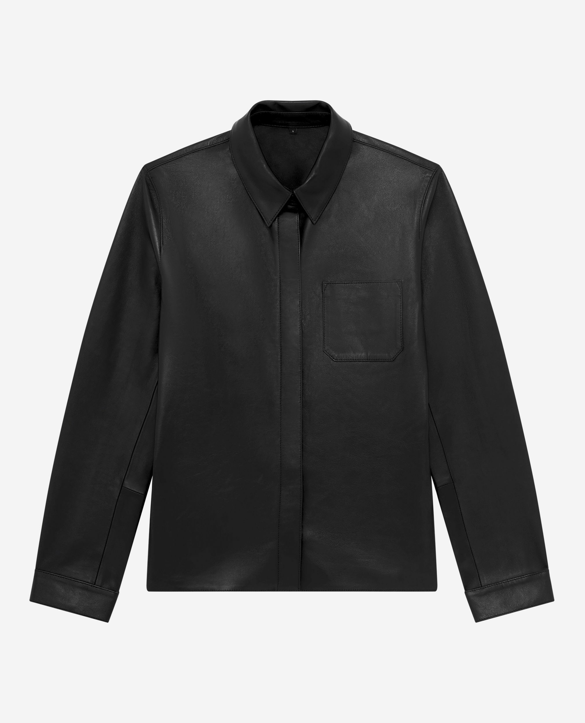 Chemise en cuir noire, BLACK, hi-res image number null