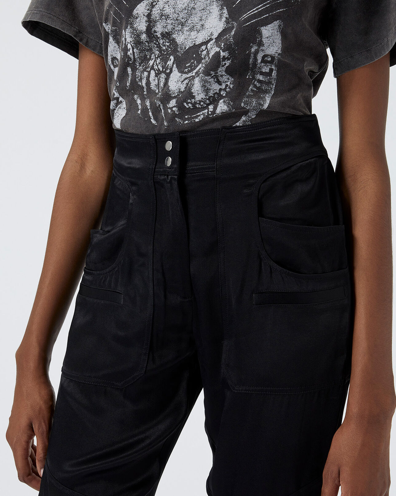 The Kooples FEMME BLACK pantalon type cargo à poches
