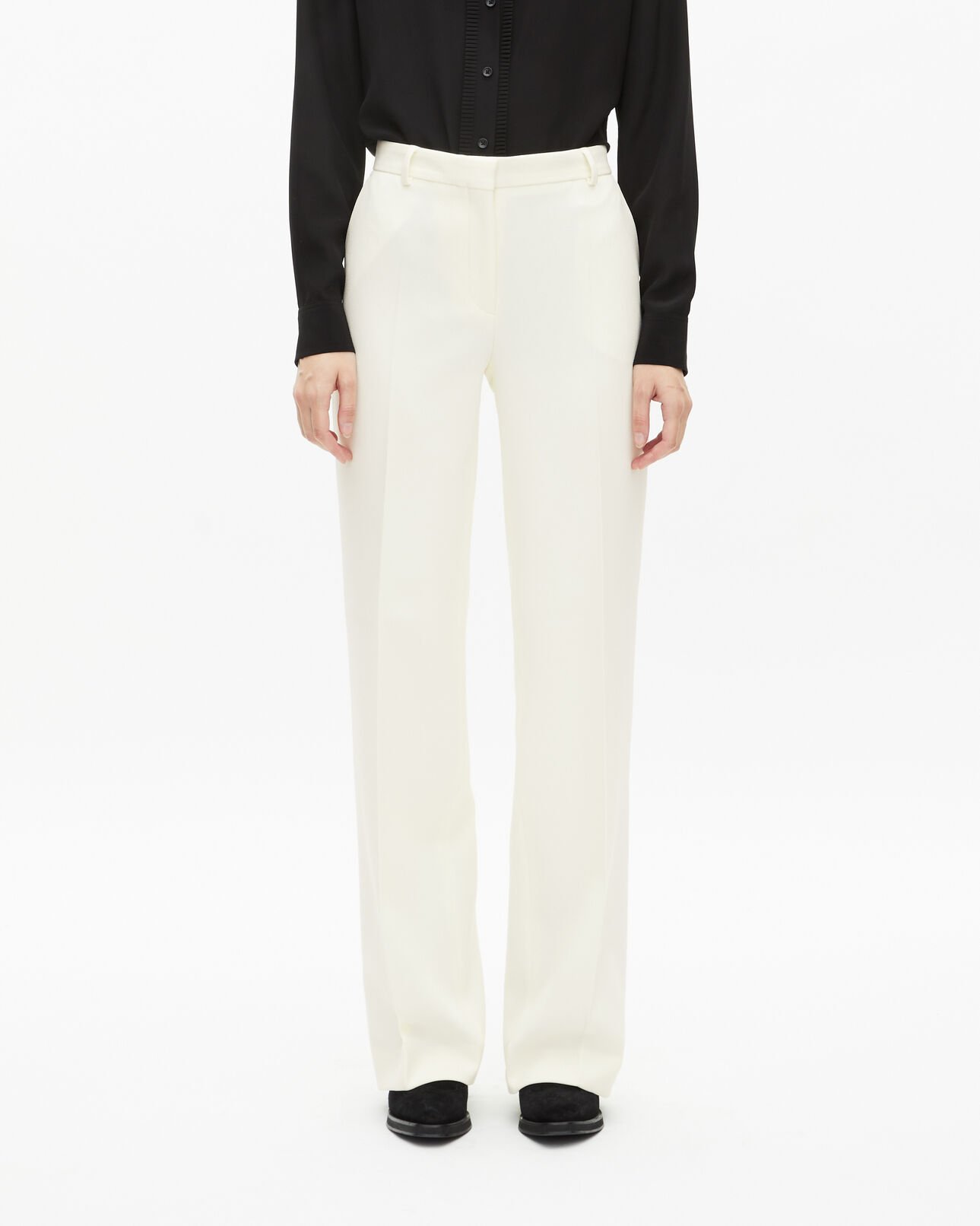The Kooples DAMEN ECRU gerade geschnittene, ecrufarbene crêpe-hose
